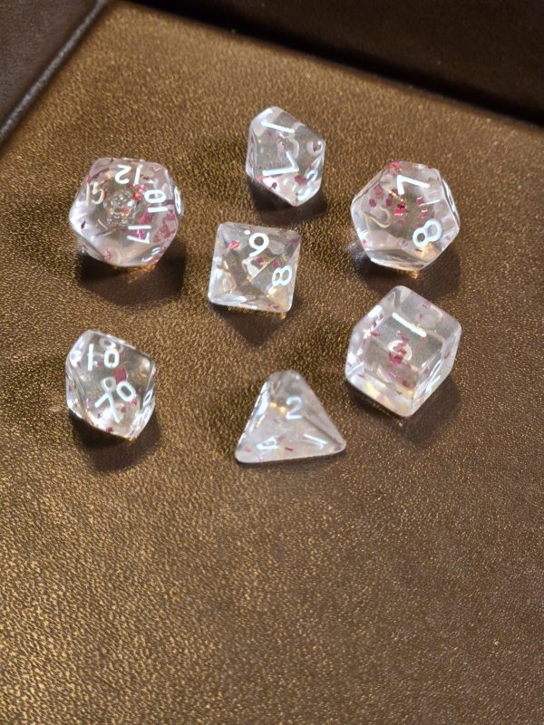 Mini Dice Clear with Red Sparkles - Image 2